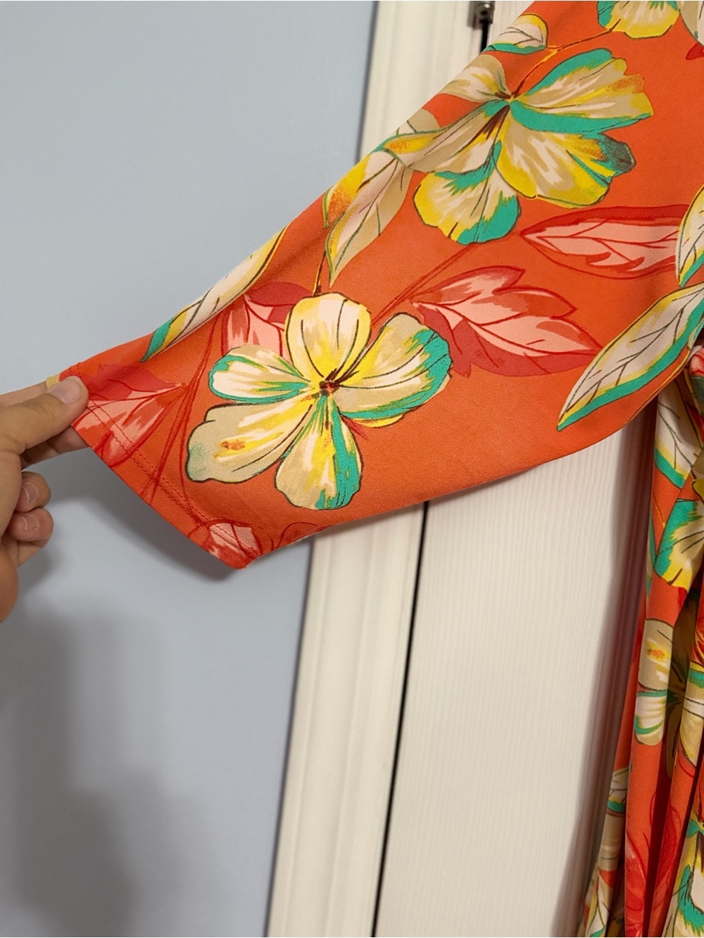 Susan Graver Floral Scoop Neck Tunic Top asymmetrical tie side size 2X tropical - Picture 5 of 10